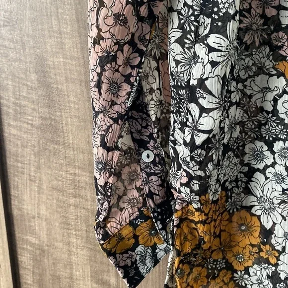 H&m Floral Button Sheer Long Sleeve Blouse Women’s Size 12 - Picture 6 of 15